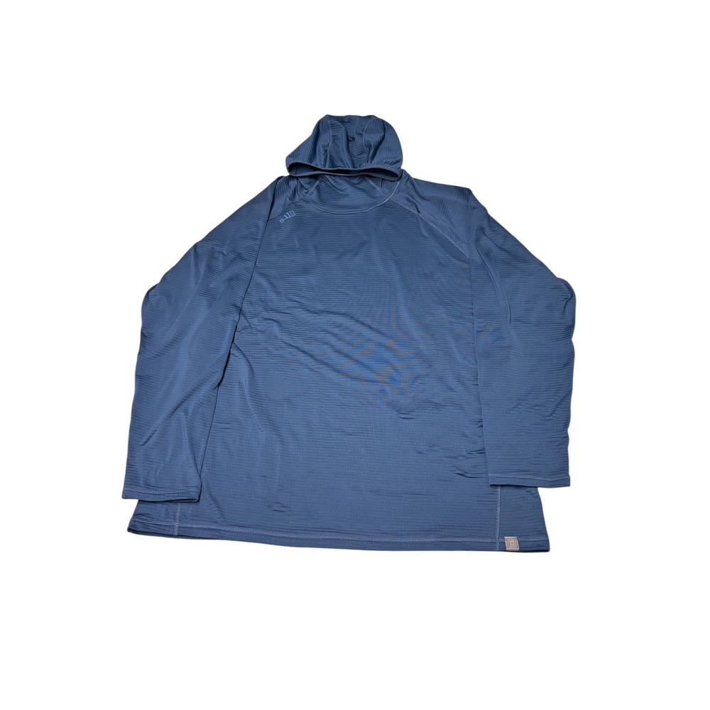 5.11 Tactical Men Blue Grid Fleece Hoodie Long Sleeve Performance Top 2XL